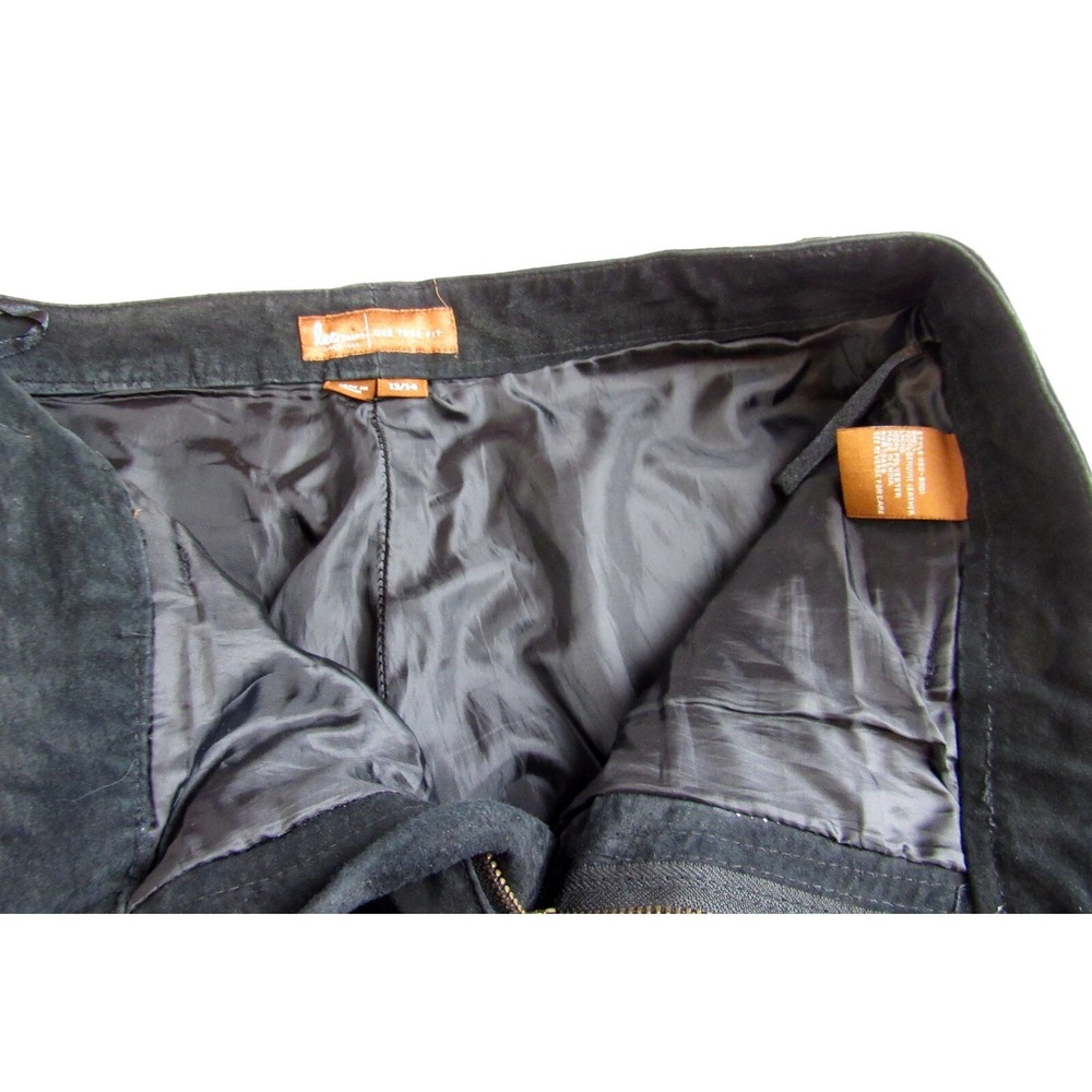 Lee Jeans Black One True Fit 100% Leather Suede Bootcut Lined Women Size 13/14 - Picture 5 of 8